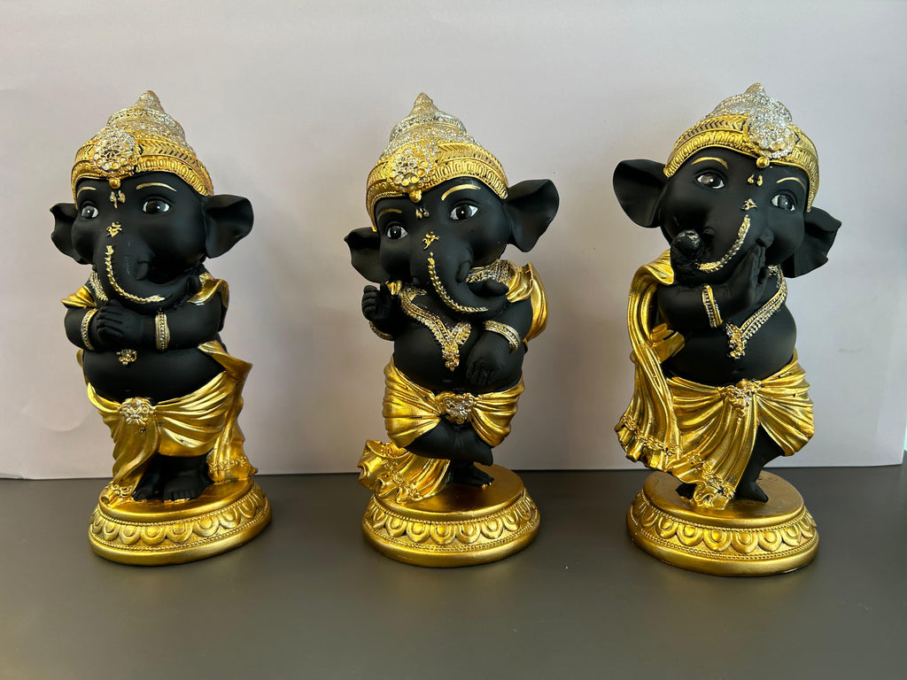 Collection of 3 Small Lord Ganesha Idols with Stylish design (Set)