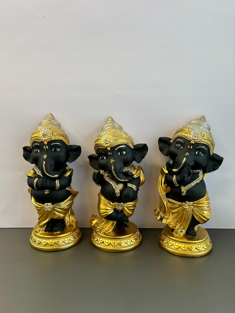 Collection of 3 Small Lord Ganesha Idols with Stylish design (Set)