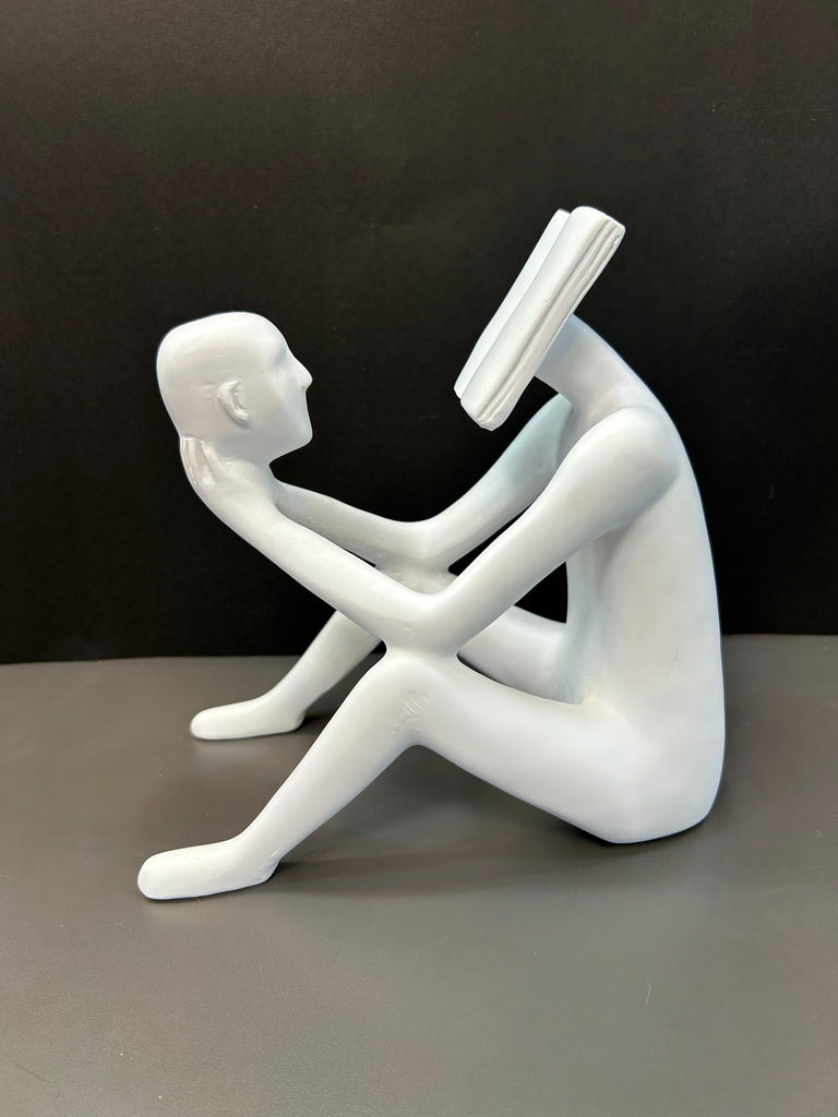 Unique White Man Reading Book Artefact Decor Piece