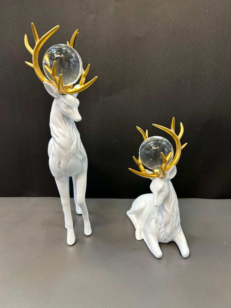 Elegant White & Black Deer Modern Decorative Artefact For Home Decor (set)