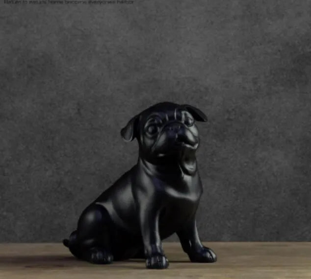 Black and White Pug Dog Figurines